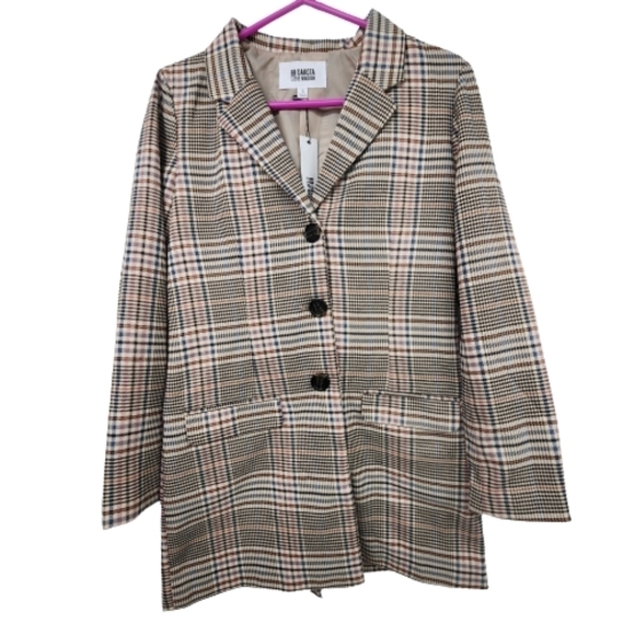 BB Dakota NWT Long Plaid Blazer Size Small - Picture 1 of 12